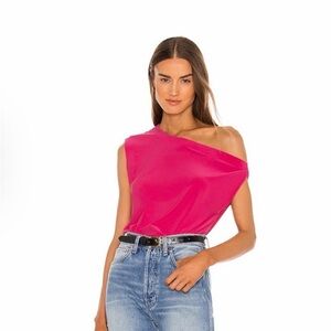 NWT Norma Kamali Off The Shoulder Sleeveless Top in Hot Pink Size Medium